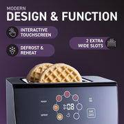 Inspirex Programmable 2 Slice Toaster with Interactive Touchscreen, 8 Bread Types, 7 Browning Levels, Automatic Lowering, Digital Countdown, Stainless Steel, XTOSAT2SS6A