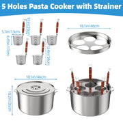 IAJXWI Pasta Cooker Insert Set, Stainless Steel, 5 Strainer Baskets, Multipurpose Kitchen Tool for Noodles, Dumplings, Vegetables, Silver