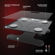 FitRx Smart Scale, Bluetooth Digital Body Composition Scale, Black Tempered Glass, Battery Powered, 12 in