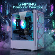 STGAubron Gaming Desktop PC, Intel Xeon E5 10-Core 3.3GHz, 32GB DDR3 RAM, 1TB SSD, AMD Radeon RX 590 8GB, WiFi Bluetooth 5.0, RGB Fans, Windows 11 Home