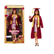 Barbie Graduation Wishes Fashion Doll with Burgundy Gown, Floral Dress, Golden Tassel Cap, Collectible Display Stand, 12.6 in, 4YXWR20SBS54