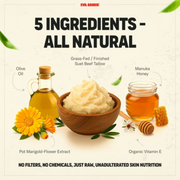 EVIL GOODS Whipped Tallow & Manuka Honey Balm, 6.45 oz, Citrus Natural Face Moisturizer, Body Lotion & Lip Balm for Dry, Sensitive Skin