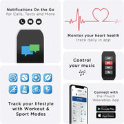 iTouch 500143B-40-G02 Active Smartwatch Fitness Tracker, Heart Rate, Step Counter, Sleep Monitor, Notifications Black