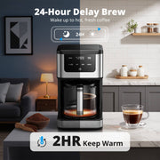 AIRMSEN HR-CM306 14-Cup Programmable Coffee Maker, Coffee Machine with Adjustable Brew Sizes and Auto-off, Black