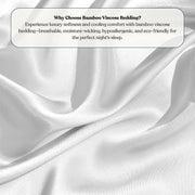 Delara 100% Viscose Derived from Bamboo Flat Sheet, Ultra-Soft, Cooling, Moisture-Wicking, White, Queen, 96x105