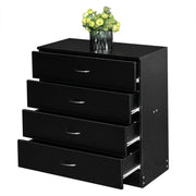 FCH UBesGoo Black Chest of Drawers Dresser Wood Organizer Cabinet, 4 Drawer Nightstand Side Table
