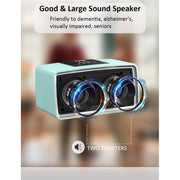 JASUCHSEN Simple Music Player for Seniors with Dementia and Alzheimer's, Large Buttons, Hidden Volume Knob, Retro Desktop Radio, 32GB Storage, Corded Electric, Blue, GEBUS148-PM