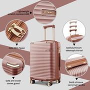 Joyway 3-Piece Carry-On Luggage Set w/ Swivel TSA Lock & Leather Carry Bag, Pink