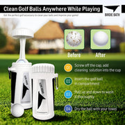 Golf Technologies Birdie Bath Golf Ball Washer, Portable Ergonomic Design with Durable Bristles and Attachable Clip, 7.65 in x 3.75 in