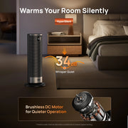 DREO DR-HSH027 Black Space Heater for Inside, 1500W Electric Heater with Dual-DC Motor