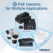 TRENDnet PoE Injector, Gigabit PoE++ 95W, Metal Enclosure, Wall Mount, Black, TPE-119GI