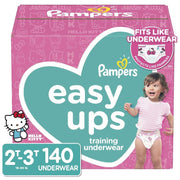 Pampers Easy Ups Training Underwear Girls Size 4 2T-3T 140 Count (Patterns May Vary)