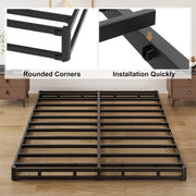 Lutown-Teen Queen Box Spring Bed Base, 6 Inch Heavy Duty Metal Mattress Foundation, Noise Free, Black Fabric Cover, 3000 lb Capacity, Foldable, Easy Assembly