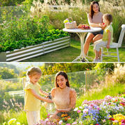 Land Guard Galvanized Steel Raised Garden Bed, 8x4x1ft, Rectangle, Silver