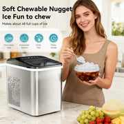 NICWIN Nugget Ice Maker Countertop Portable Ice Machine, 34 lb/Day, Self-Cleaning, Touch Control, Silver, IMB1008A-UL