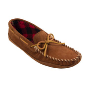 Minnetonka Double-Bottom Fleece Slipper Mocs for Men - Brown - 10M