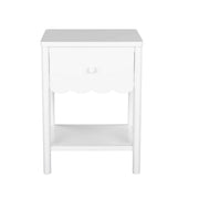 Mainstays Kids Scallop Nightstand, White, Acacia Timber and MDF, Child-Friendly Design, Storage Drawer