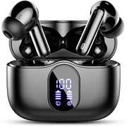 Aptkdoe Wireless Earbuds, Bluetooth 5.4, Bass Stereo, Noise Cancelling Mic, LED Display, 36H Playtime, IP7 Waterproof, In-Ear Earphones, Orange A90