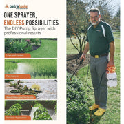PetraTools HD101 Garden Sprayer, 1 Gallon Pump Sprayer with 52-Inch Hose, Adjustable Nozzles, Pressure Release Valve