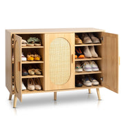 Ktaxon 12 Tiers Shoe Storage Cabinet for Hallway, Natural
