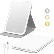 Behome Travel Makeup Mirror with 72 LED Lights, 3 Color Modes, Adjustable Brightness and Angle, Foldable Vanity Mirror, White, CP-C793