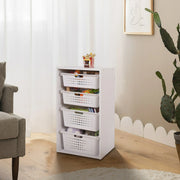 Your Zone YZ54100111691WT Kids Sliding Bin Organizer with 4 Removable Storage Bins White