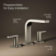 Kohler Parallel Widespread Bathroom Sink Faucet, 0.5 GPM, Vibrant Brushed Nickel, Double Lever Handles, 23484-4N-BN