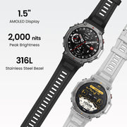 Amazfit T-Rex 3 Rugged Military Smart Watch, 48mm, GPS with Privacy, Offline Maps, 27-Day Battery, 328ft Water-Resistant, 170 Sport Modes, AI Voice Control, Gray