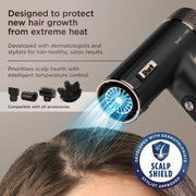 Shark SpeedStyle Pro Hair Dryer System with Scalp Shield, IQ Speed Styling & Drying Suite, Turbo Concentrator, QuickSmooth Brush, FrizzFighter Tool, Black, HD731