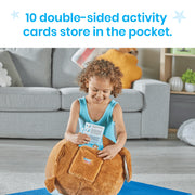 hand2mind BubblePlush Yoga Ball Buddy Puppy, Soft Washable Plush with 12 Double-Sided Yoga Cards, Kids Yoga Companion