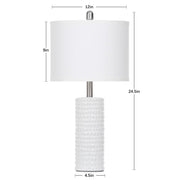 Cinkeda WMTD-486 Ceramic Table Lamps Set of 2, 24 in, Modern Farmhouse Bedside Nightstand Lamp with White Linen Shade
