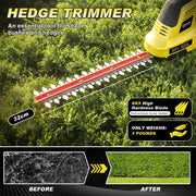 Gisam Cordless Electric Hedge Trimmer, 2-in-1 Dual Blade, 21V Battery Powered, 12.59 in SK5 Steel Blades, Lightweight 6.8 lb, Includes 2 x 2.0Ah Batteries and Charger