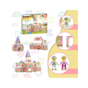PicassoTiles 60 PC Princess Castle Theme Magnetic Building Blocks with Double Sided Printed Tiles and 2 Character Figures STEM Educational Toy Kit for Kids Ages 3 to 8 PTQ04