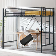 SalonMore Zimtown Upgraded Twin Loft Bed with Metal Frame, Black, Flat Step Ladder, 400 lb Capacity