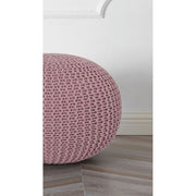 Urban Shop Round Solid Print Polyester Pouf, Pink, Contemporary Accent Seat, 18 in
