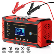 Xueyu Car Battery Charger, 8-Amp, Fully Automatic, Temperature Compensation, Digital LCD Display, Compatible with 12V and 24V Lead-Acid Batteries, Red, 17303309786