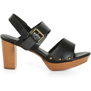 City Chic Women's Apparel 00220327 Izzy Platform Heel, Black, Chunky Gold Finish, Open Toe, Buckle Closure, Wide Fit