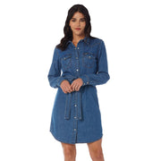Wrangler Western Denim Long-Sleeve Shirt Dress for Ladies - Mid Denim - L