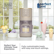 BLACK+DECKER Ice Cream Maker, Versatile Frozen Dessert Machine for Ice Cream, Gelato, Sorbet, Milkshakes, Yogurt, Gray, IC002-21BD