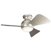 Kichler 330150NI Sola 34-in Brushed Nickel Indoor/Outdoor Ceiling Fan with Light Kit (3-Blade)