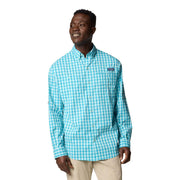 Columbia PFG Super Tamiami Long Sleeve Men's Button-Down Shirt, Omni-Shade UPF 50 Sun Protection, Omni-Wick Moisture Management, Spray Gradient Check, X-Large, 143894