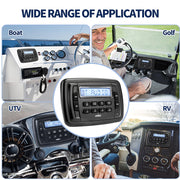 Velex Marine Powersport Stereo Radio, AM FM Tuner, Bluetooth Streaming, 4 x 45W Output, Waterproof IPx6