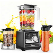 TINANA HB002C 2-in-1 Blender Grinder Combo, 1800W Motor, 68 Oz Pitcher, 27 Oz Grinder, Black and Clear