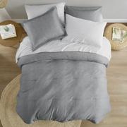 Regency Heights Twin/Twin-XL Comforter Set, 5-Piece Reversible Microfiber Bedding, Gray
