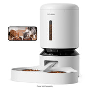 PETLIBRO Granary WiFi Automatic Pet Feeder with 5L Dual Stainless Steel Bowls, 1080p HD Camera, Night Vision, Two-Way Voice, Programmable Feeding, White
