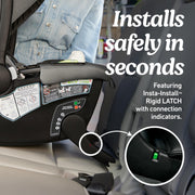 Graco GoMax Baseless Infant Car Seat with Insta-Install Rigid LATCH, Rear Facing, PureProtect Fabrics, Silent Shade Canopy, Lightweight