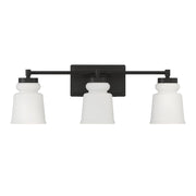 Meridian Trade Winds Faye 3-Light Bathroom Vanity Light, Brushed Nickel Finish, Milk Glass Shades, 24 in, M80058BN