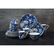 222 Fifth Adelaide Porcelain Dinnerware Collection, 16-Piece Set, Dark Blue