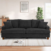 Neche 87-Inch Corduroy Sofa, 3-Seater with Extra Deep Seats, Medium-Firm Cushions, Solid Wood Frame, Includes 2 Pillows, Green