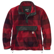 Carhartt Relaxed Fit Fleece Pullover for Men - Oxblood Plaid - M